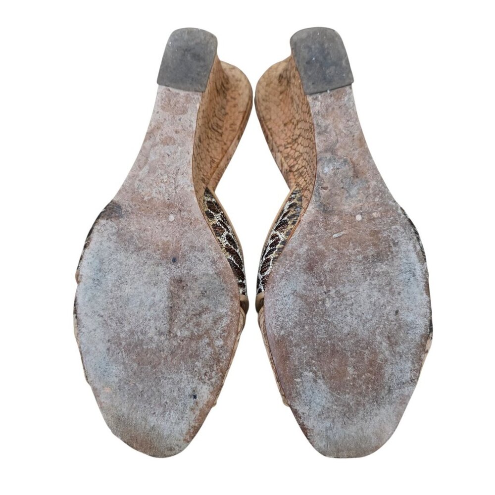 Manolo Blahnik Leopard Cork Wedge Slides Sandals … - image 6